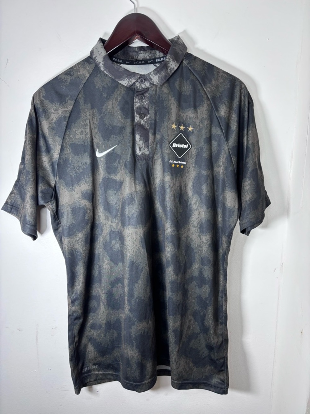 Nike Men's Gray Camo Polo Jersey with Bristol Crest